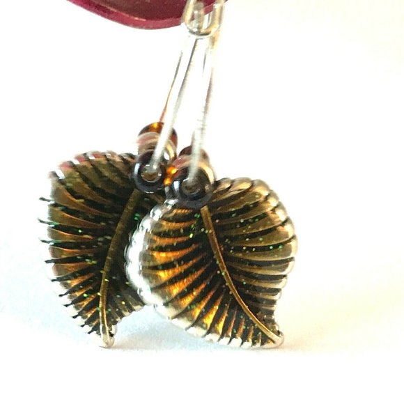 Leaf Earrings Fall Thanksgiving Autumn Tree Leaves Halloween Harvest Plated - Picture 1 of 9